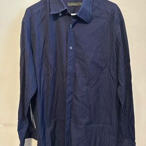 Ermenegildo Zegna Pinstripes Cotton Long Sleeves Shirt Men’s X-Large Blue